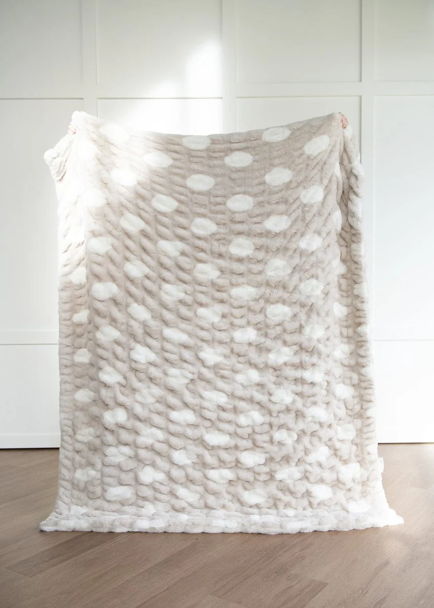 Hugs Polka Dot Toasted Marshmallow Blanket - Image 3